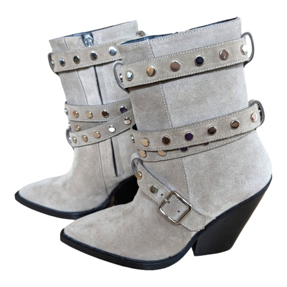 IRO Shoes - Iro Bonobal Wrap Around Strap Boots in Gray Suede Size EU 37 US 6.5 Like new